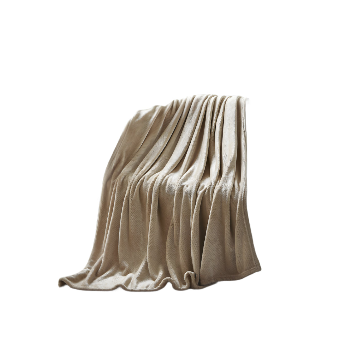 Taupe Knitted PolYester Solid Color Plush Throw Blanket