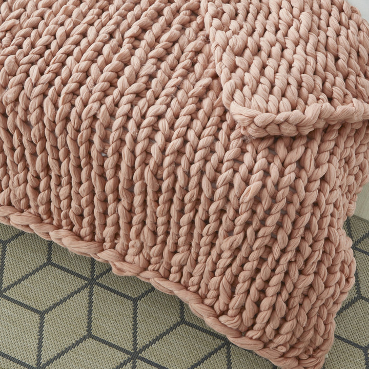 Blush Knitted Polyester Solid Color Throw Blanket