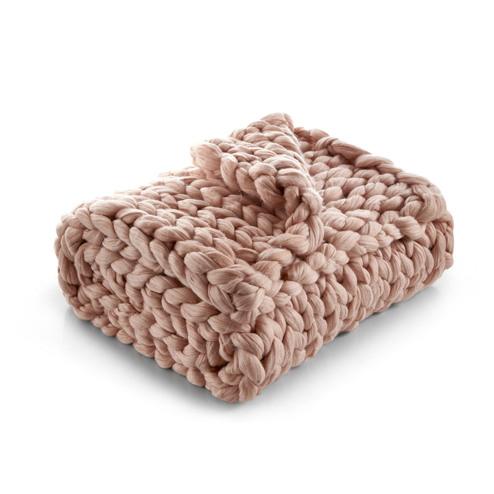 Blush Knitted Polyester Solid Color Throw Blanket