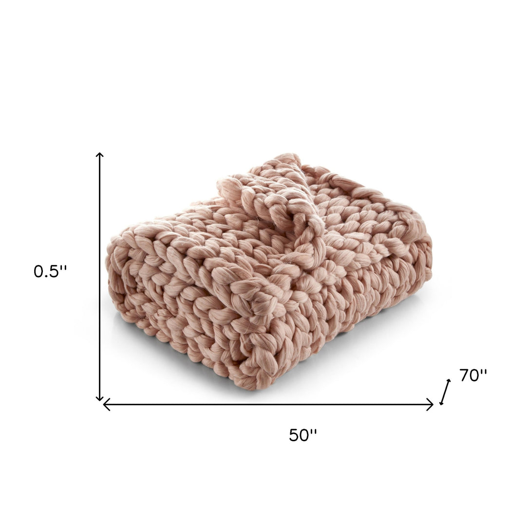 Blush Knitted Polyester Solid Color Throw Blanket