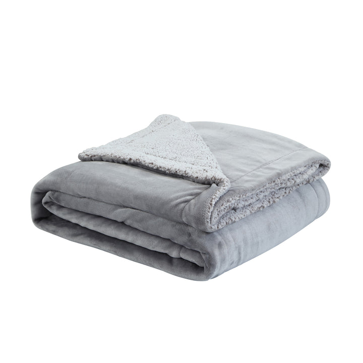 Light Gray Knitted PolYester Solid Color Plush Throw Blanket