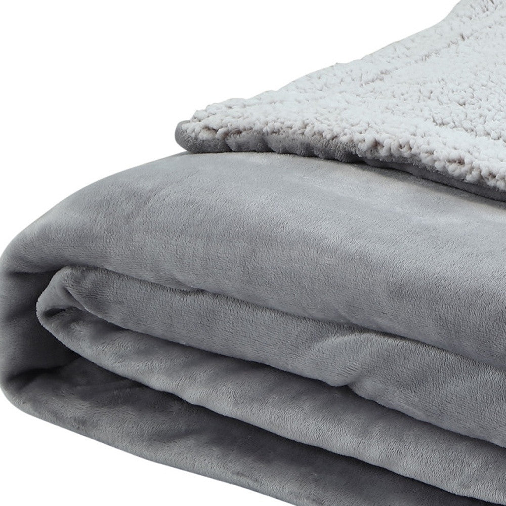 Light Gray Knitted PolYester Solid Color Plush Throw Blanket