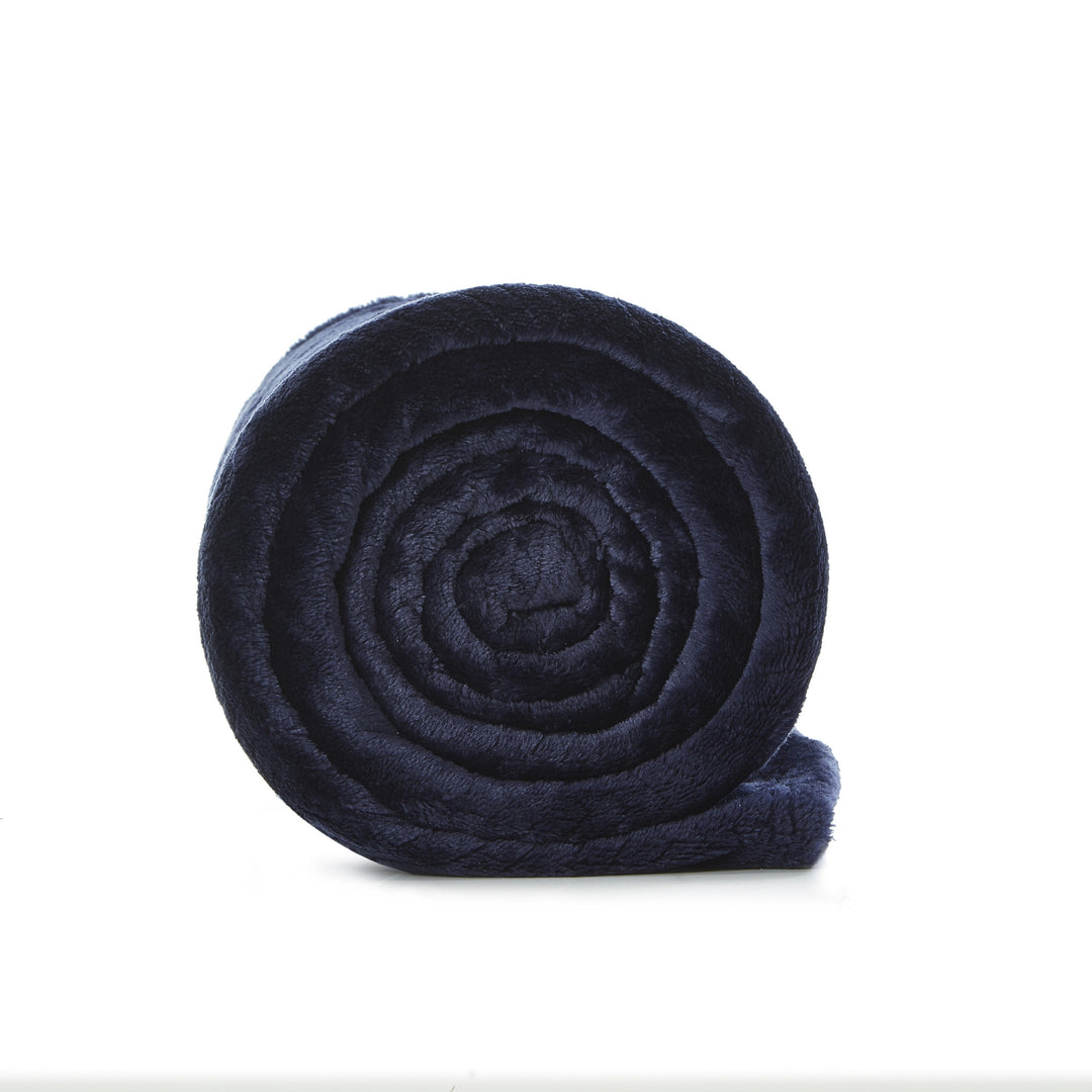 Navy Blue Knitted PolYester Solid Color Plush Throw Blanket