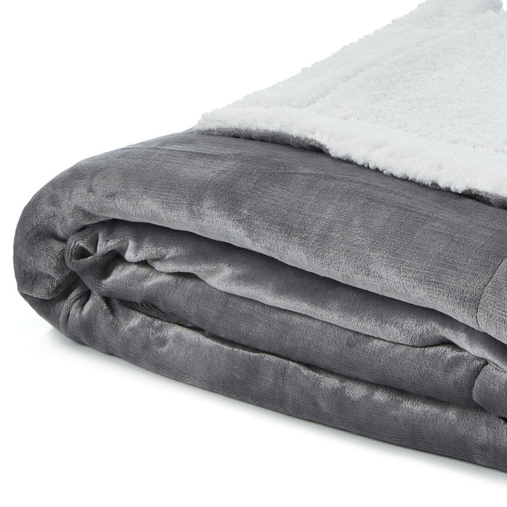 Light Gray Knitted PolYester Solid Color Plush Queen Blanket