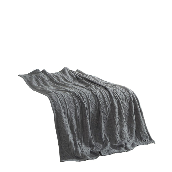 Light Gray Knitted Acrylic Solid Color Throw Blanket