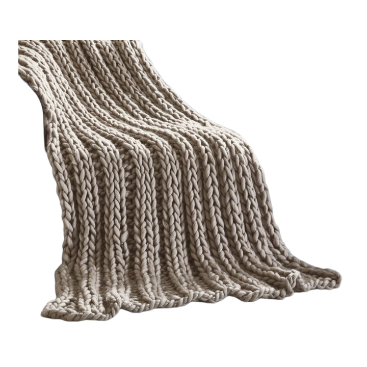 Taupe Knitted Polyester Solid Color Throw Blanket