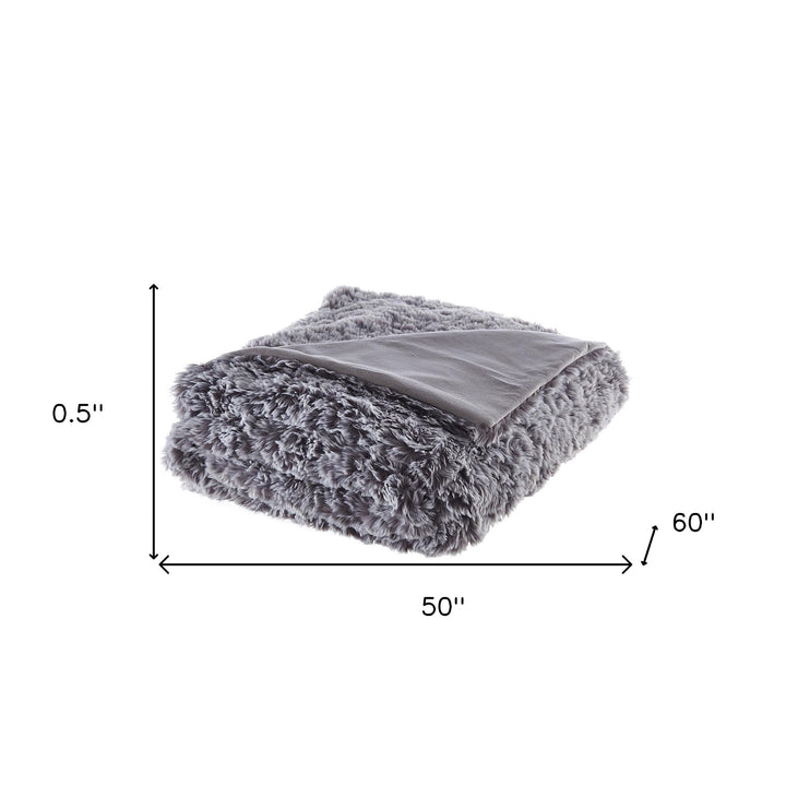 Gray Knitted PolYester Solid Color Plush Throw Blanket