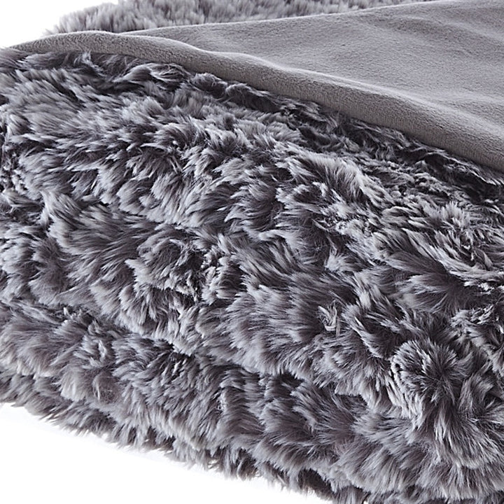 Gray Knitted PolYester Solid Color Plush Throw Blanket