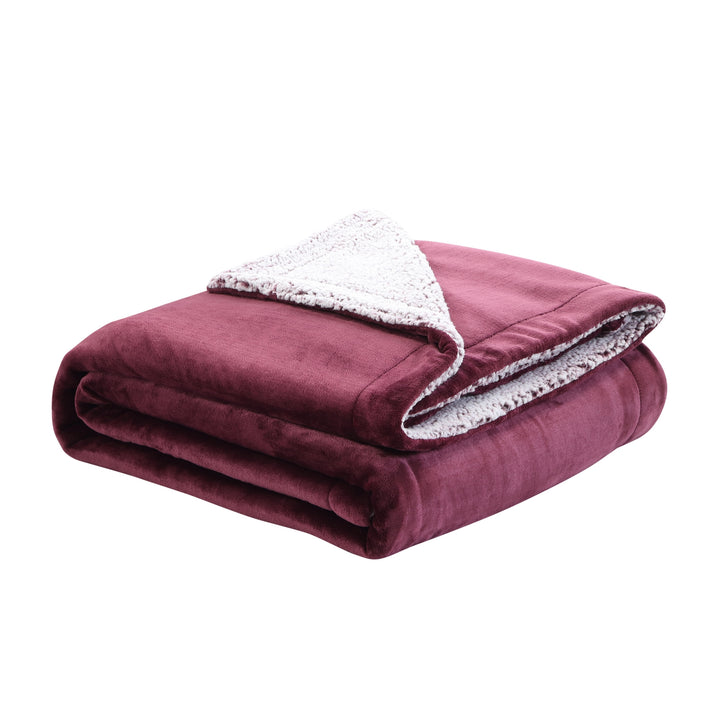 Purple Knitted PolYester Solid Color Plush King Blanket