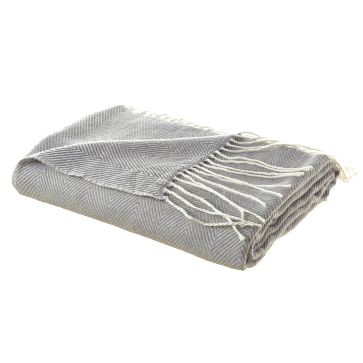 Light Gray Woven Acrylic Solid Color Throw Blanket