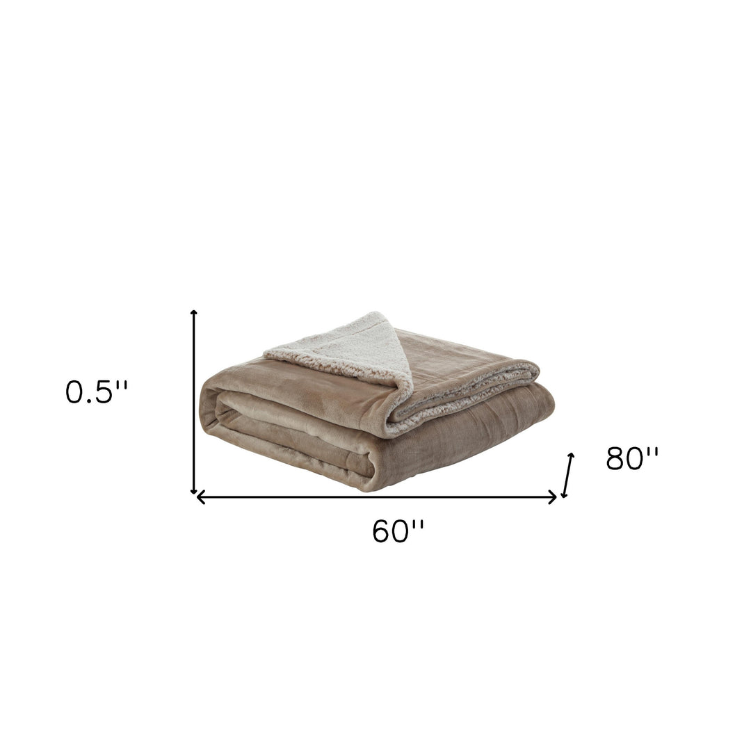 Taupe Knitted PolYester Solid Color Plush Throw Blanket