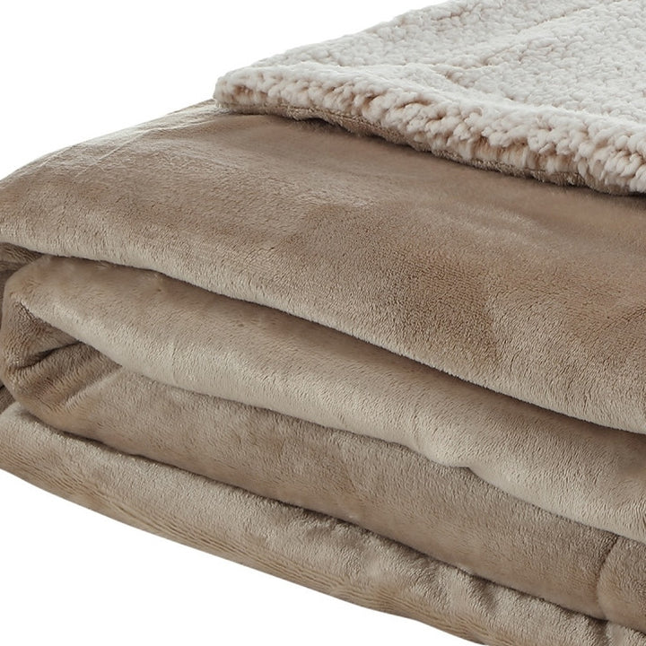 Taupe Knitted PolYester Solid Color Plush Throw Blanket