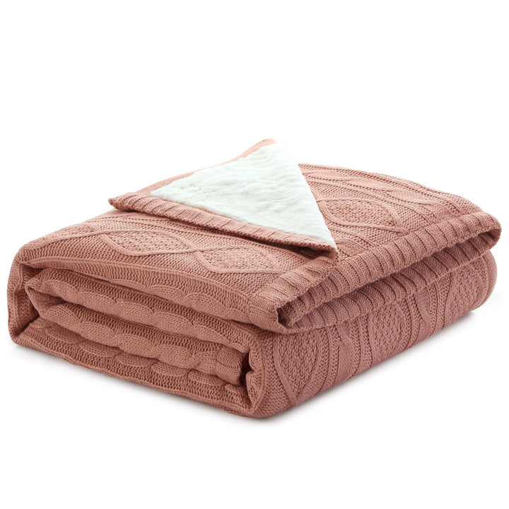 Blush Knitted Acrylic Solid Color Throw Blanket