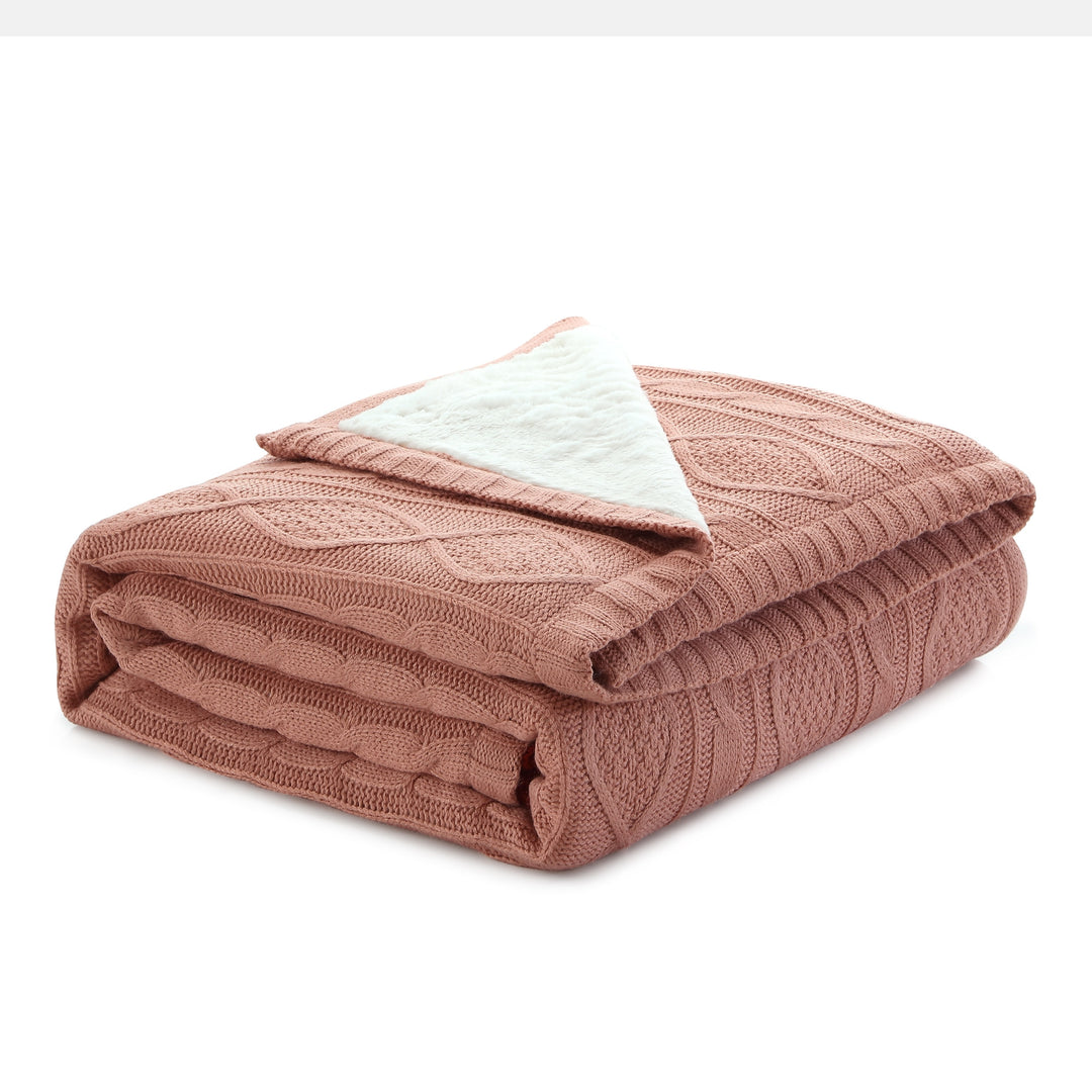 Blush Knitted Acrylic Solid Color Throw Blanket