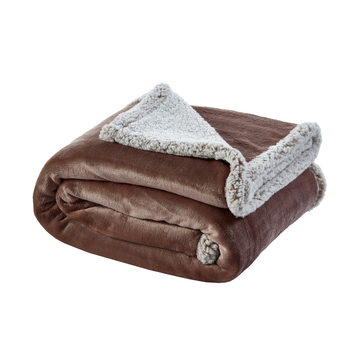 Brown Knitted PolYester Solid Color Plush Throw Blanket