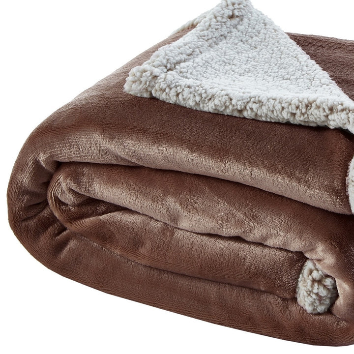 Brown Knitted PolYester Solid Color Plush Throw Blanket