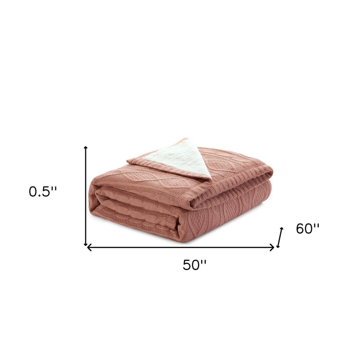 Blush Knitted Acrylic Solid Color Throw Blanket