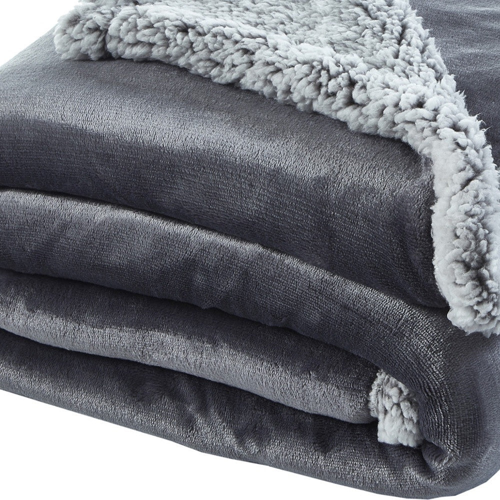 Dark Slate Gray Knitted PolYester Solid Color Plush Throw Blanket