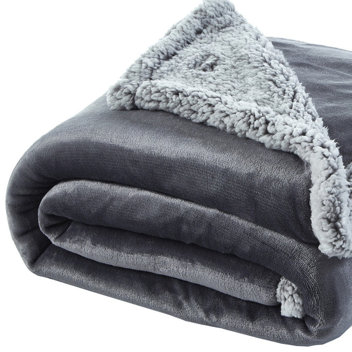 Dark Slate Gray Knitted PolYester Solid Color Plush Throw Blanket