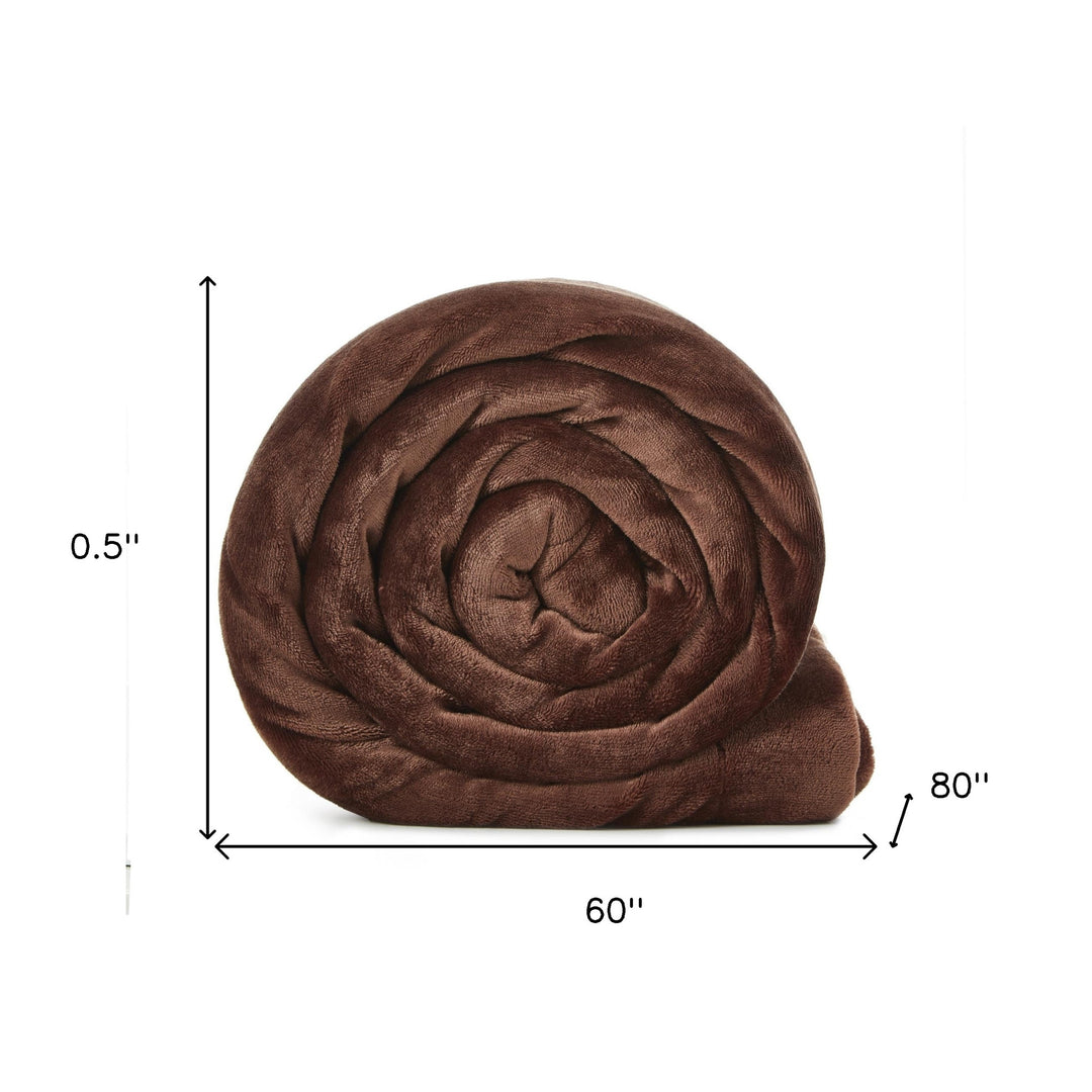 Brown Knitted PolYester Solid Color Plush Throw Blanket