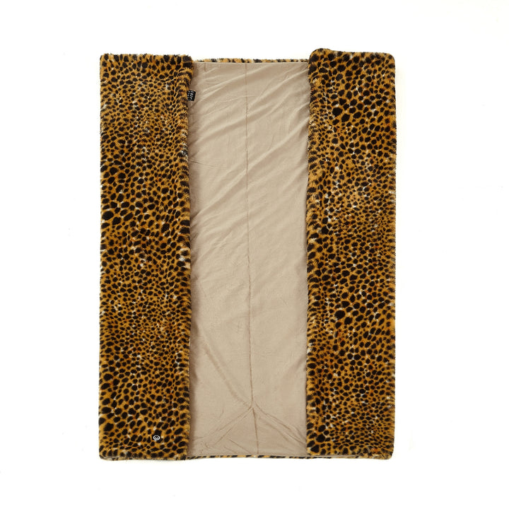 Beige and Ivory Knitted PolYester Animal Print Plush Throw Blanket