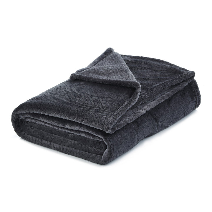 Dark Slate Gray Knitted PolYester Solid Color Plush Throw Blanket