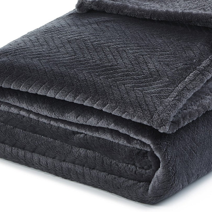 Dark Slate Gray Knitted PolYester Solid Color Plush Throw Blanket