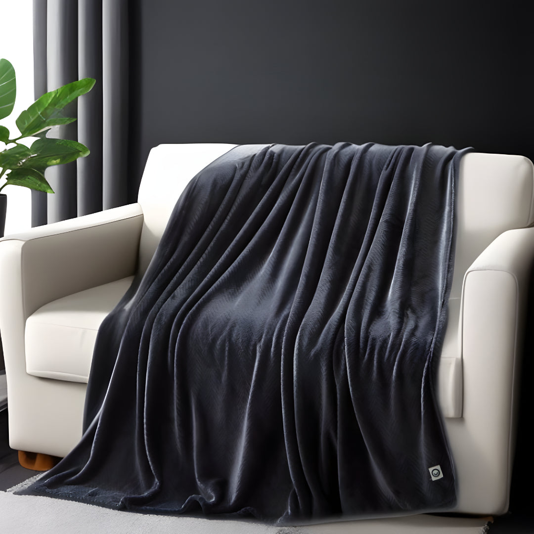 Dark Slate Gray Knitted PolYester Solid Color Plush Throw Blanket