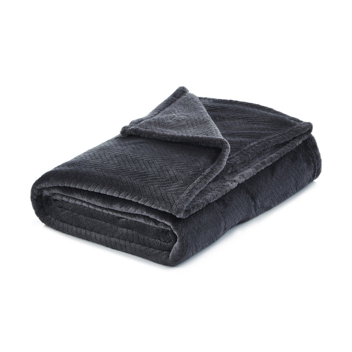 Dark Slate Gray Knitted PolYester Solid Color Plush Throw Blanket