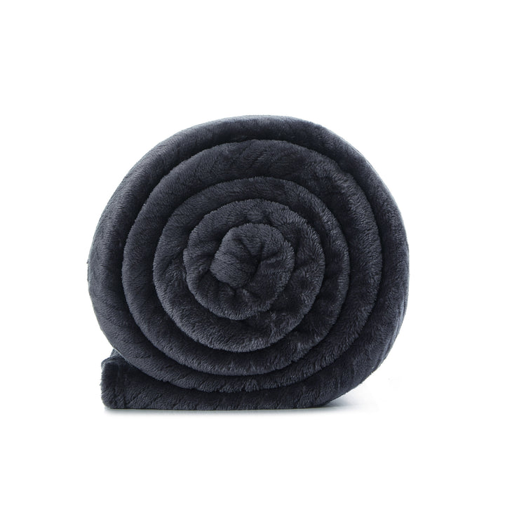 Dark Slate Gray Knitted PolYester Solid Color Plush Throw Blanket