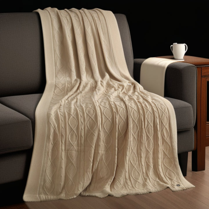 Taupe Knitted Acrylic Solid Color Throw Blanket