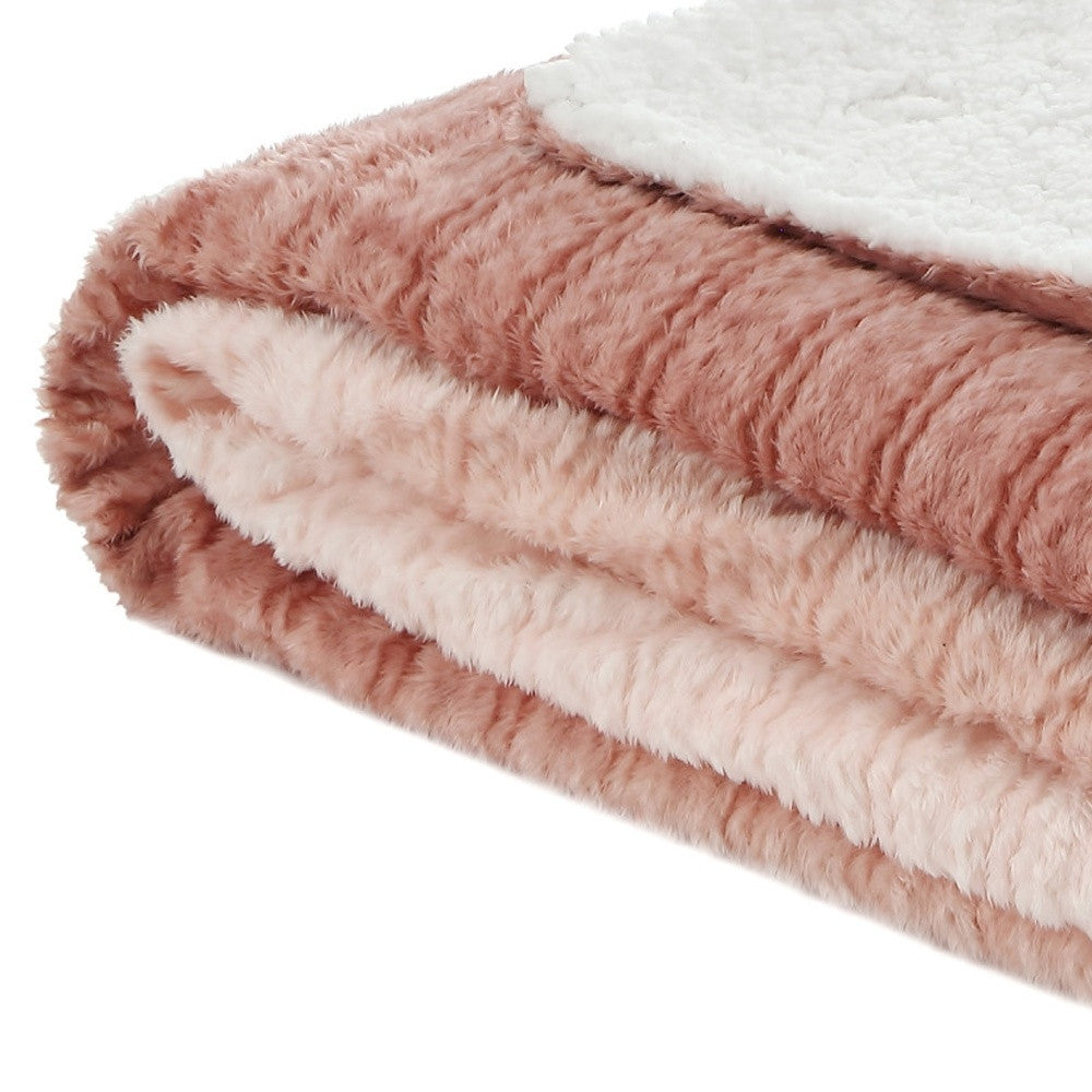 Blush Knitted PolYester Solid Color Plush Throw Blanket