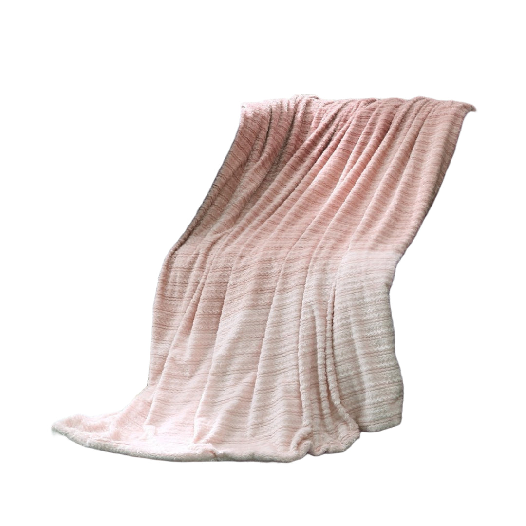 Blush Knitted PolYester Solid Color Plush Throw Blanket