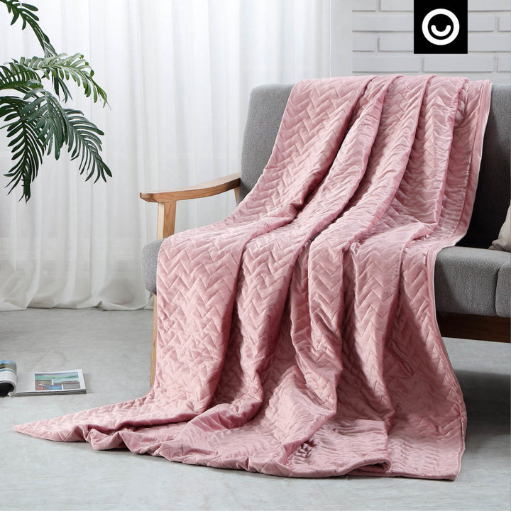 Blush Quilted PolYester Solid Color Weighted Twin Blanket