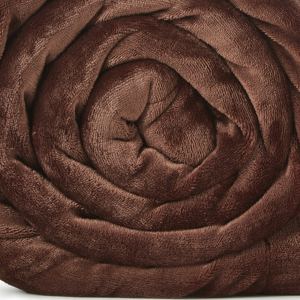 Brown Knitted PolYester Solid Color Plush Queen Blanket