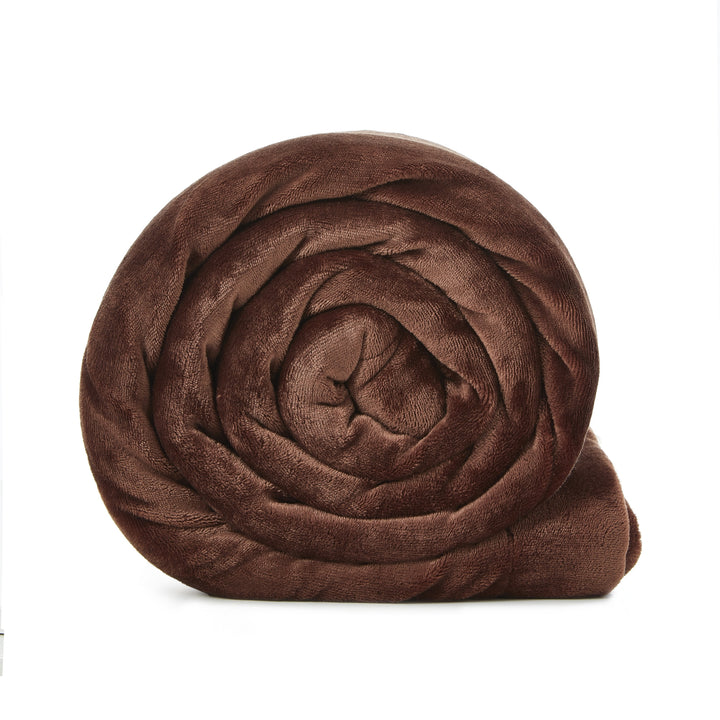 Brown Knitted PolYester Solid Color Plush Queen Blanket