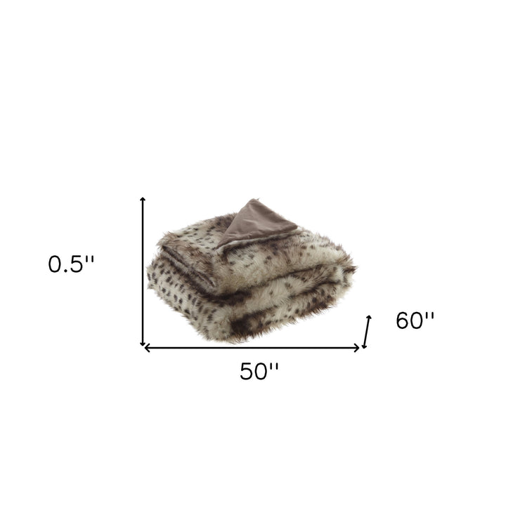 Brown Knitted Polyester Animal Print Throw Blanket