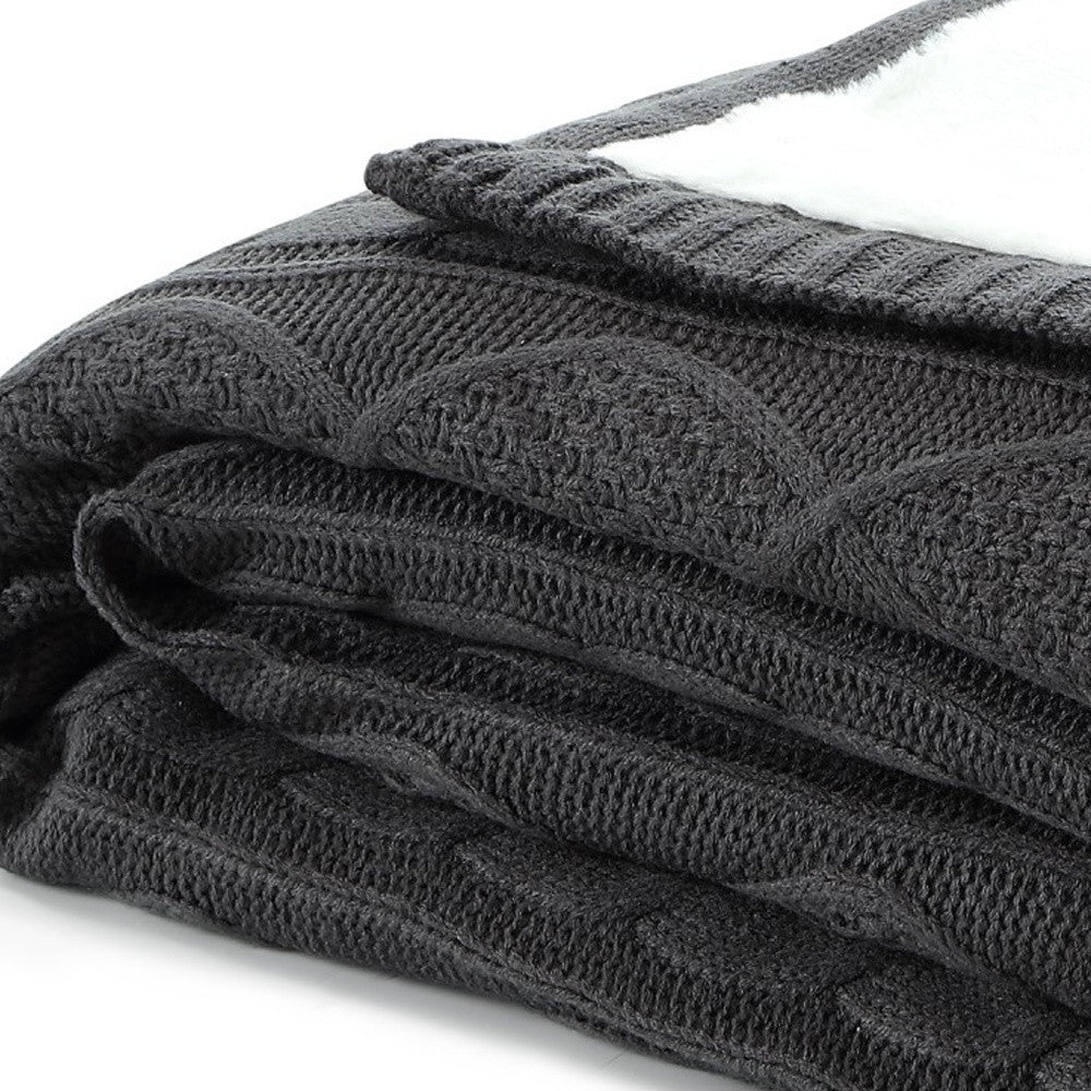 Dark Slate Gray Knitted Acrylic Solid Color Throw Blanket