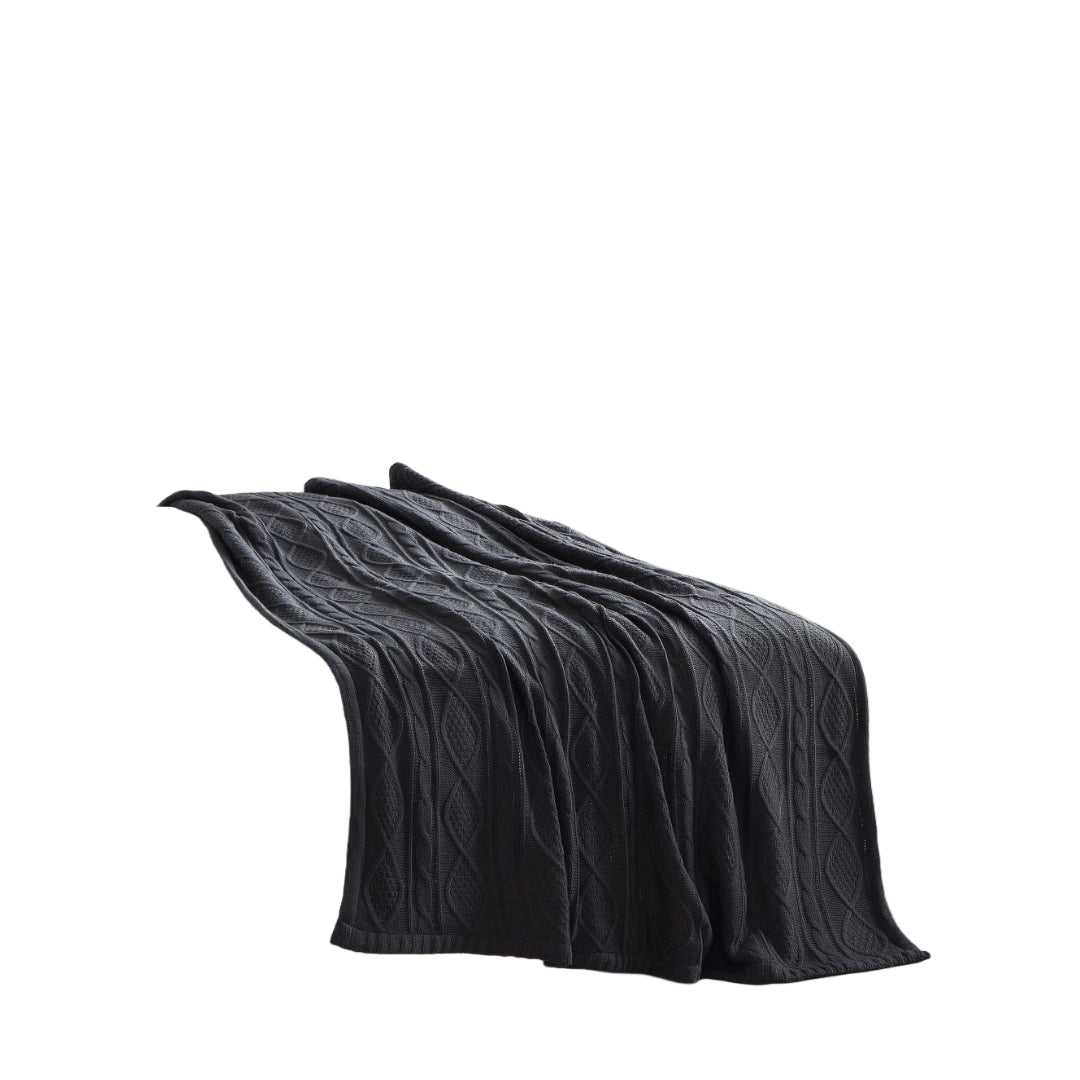 Dark Slate Gray Knitted Acrylic Solid Color Throw Blanket