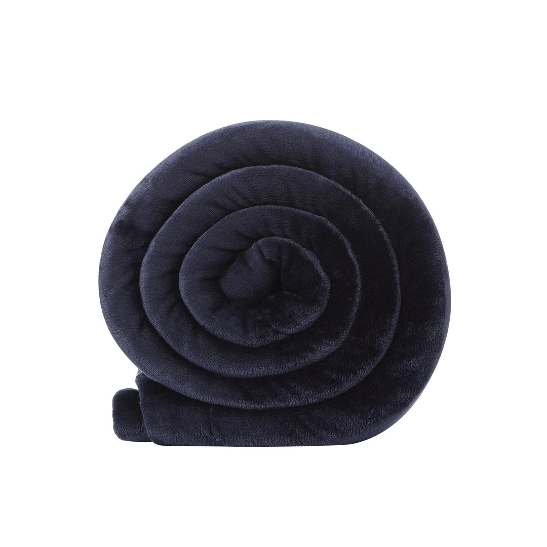 Navy Blue Knitted PolYester Solid Color Plush Throw Blanket