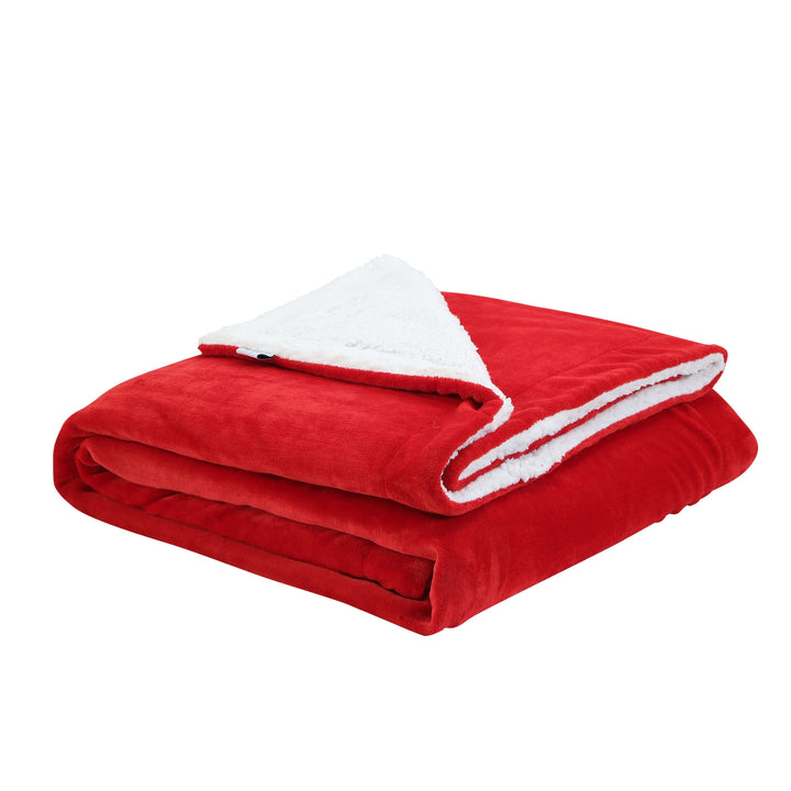 Red Knitted PolYester Solid Color Plush Throw Blanket