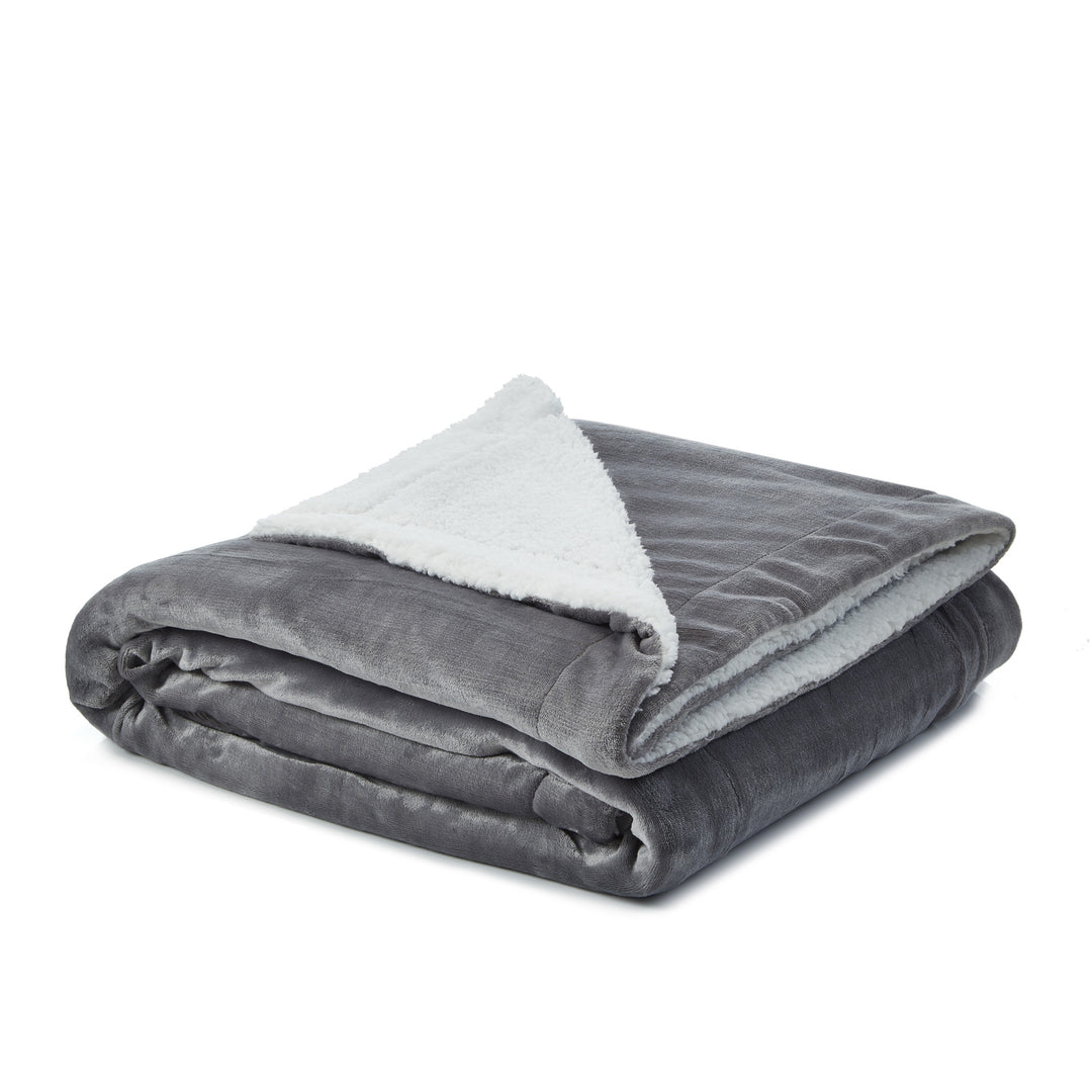 Light Gray Knitted PolYester Solid Color Plush Throw Blanket