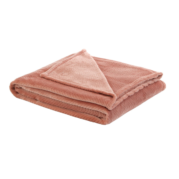 Blush Knitted PolYester Solid Color Plush Throw Blanket