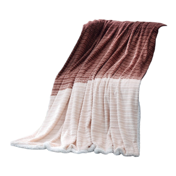 Brown Knitted PolYester Solid Color Plush Throw Blanket