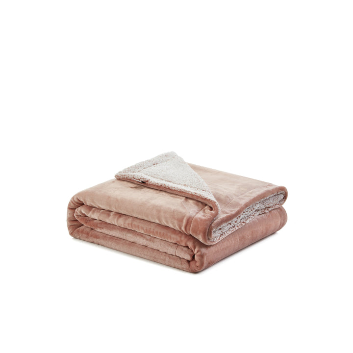 Blush Knitted PolYester Solid Color Plush Throw Blanket