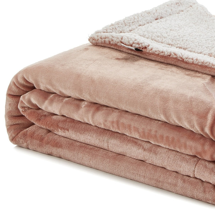 Blush Knitted PolYester Solid Color Plush Throw Blanket