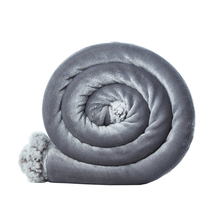 Light Gray Knitted PolYester Solid Color Plush Throw Blanket