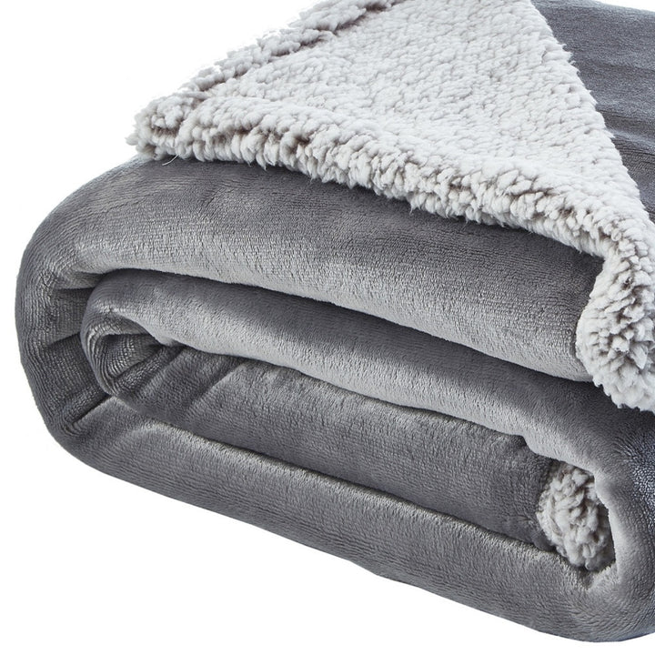 Light Gray Knitted PolYester Solid Color Plush Throw Blanket