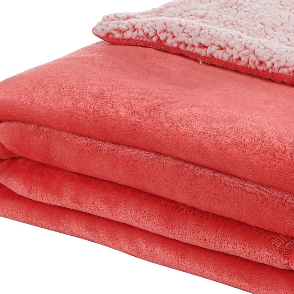 Fuchsia Knitted PolYester Solid Color Plush Throw Blanket