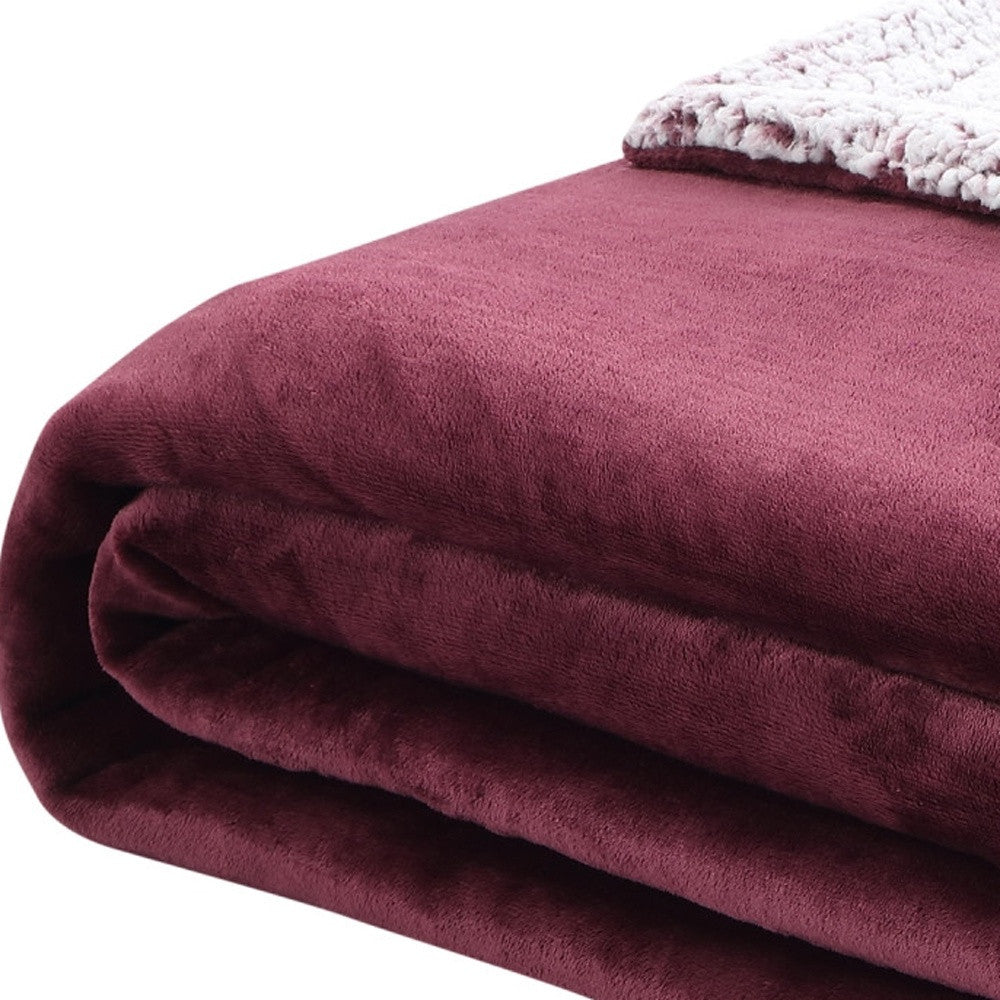 Purple Knitted PolYester Solid Color Plush Queen Blanket